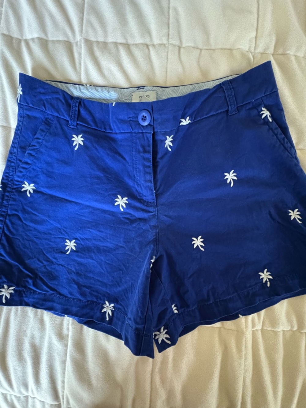 crown & ivy Royal Blue Palm Embroidered Women’s Shorts
